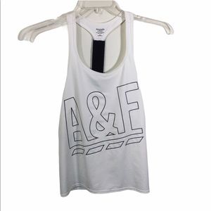 A&F Y2K Spell Out White Racerback Tank Women Size M